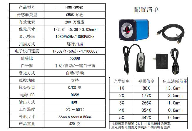 HDMI-200ZD 自動對焦相機(jī) 攝像頭 CCD HDMI高清攝像頭 實(shí)時對焦
