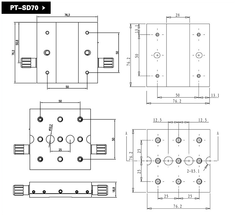 X軸線性平移臺精密手動下驅動調(diào)臺PT-SD70